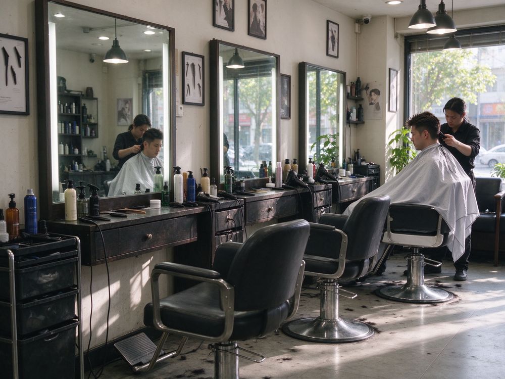 生活服务门店镜台与座椅整洁环境